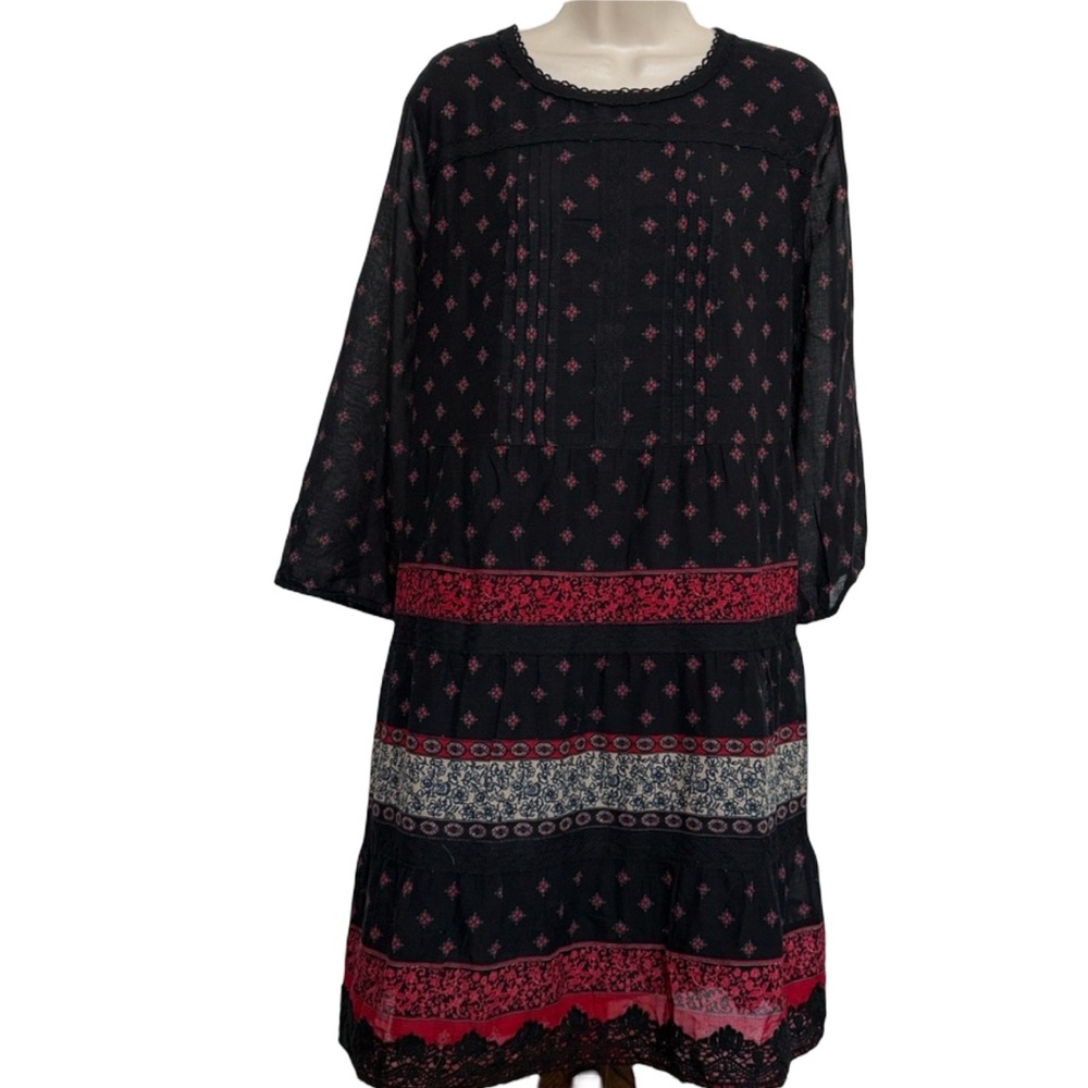 NWT J. Jill Black Floral Pintucked Lace Dress - Picture 4 of 7